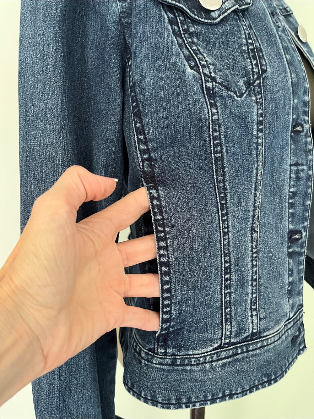 Classic Dark Blue Denim Jacket - Women's - Picture 7 of 8